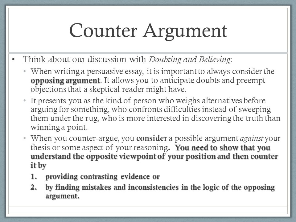 how to write a persuasive essay counter argument